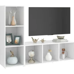 Discount vidaXL TV-skåp 2 st 107x35x37 cm konstruerat trä Vit
