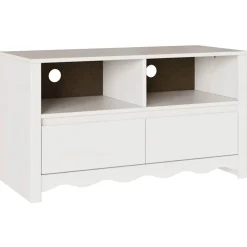 Best vidaXL TV-skåp med låda Drammen 99 x 43 x 55 cm Massivt tallträ Vit