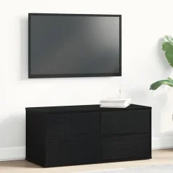 vidaXL TV-skåp med låda Svart Ek 80 x 34 x 36 cm Konstruerat trä