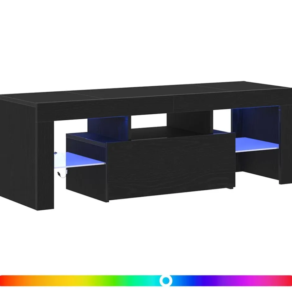Best vidaXL TV-skåp med låda 120 x 35 x 40 cm Konstruerat trä Svart ek