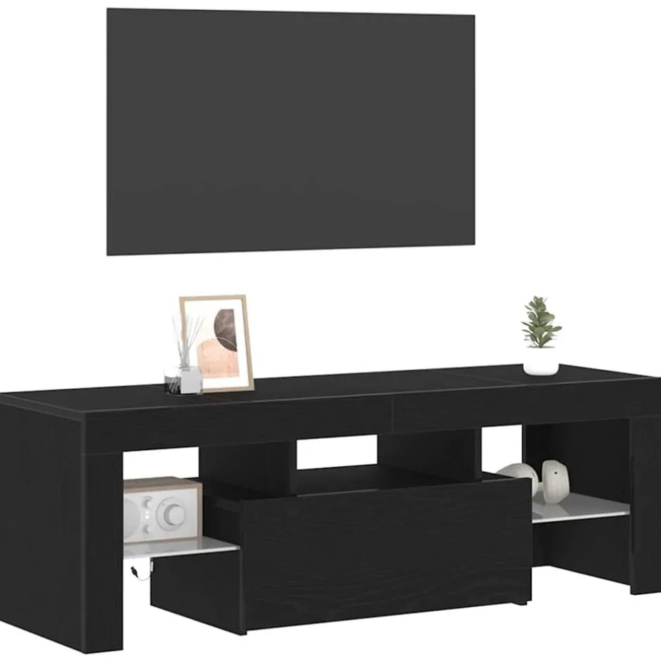 Best vidaXL TV-skåp med låda 120 x 35 x 40 cm Konstruerat trä Svart ek