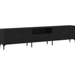 Online vidaXL TV-skåp med låda 200 x 25 x 44 cm Konstruerat trä Svart ek