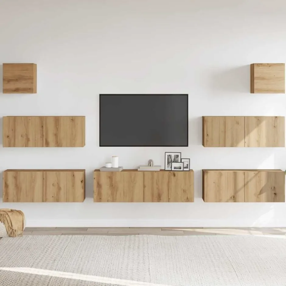 Clearance vidaXL TV-skåp väggmonterat 7 delar konstruerat trä artisan ek