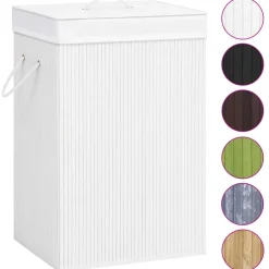 New vidaXL Tvättkorg bambu med 2 sektioner 72 L Vit