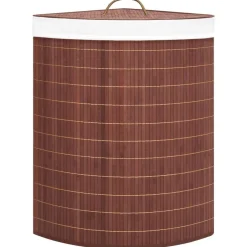 New vidaXL Tvättkorg för hörn bambu brun 60 L Mörkbrun