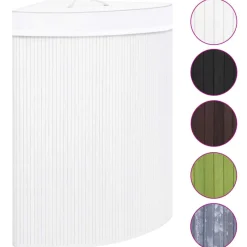 New vidaXL Tvättkorg för hörn bambu 60 L Vit