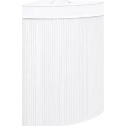 New vidaXL Tvättkorg för hörn bambu 60 L Vit