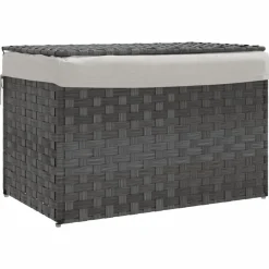 vidaXL Tvättkorg med lock 55,5x35x34 cm konstrotting Grå