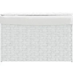 vidaXL Tvättkorg med lock 55,5x35x34 cm konstrotting Vit