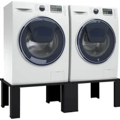 Clearance vidaXL Tvättmaskin Pedestal 2 pcs 127 x 54,5 x 32,5 cm Stål Svart