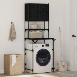 vidaXL Tvättmaskinskåp Svart 0ak 68 x 48,5 x 194 cm Konstruerat trä
