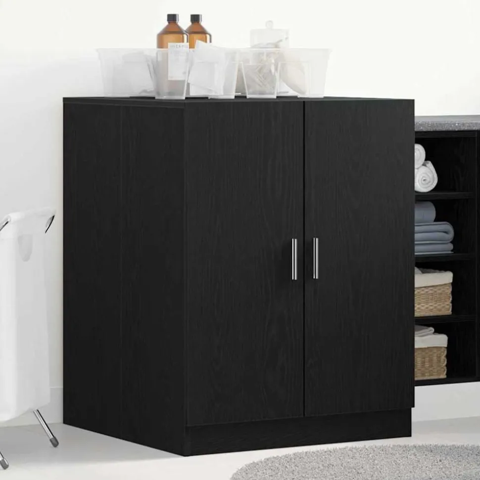 vidaXL Tvättmaskinskåp Svart Ek 70,5 x 71,5 x 91,5 cm Konstruerat trä