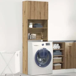 vidaXL Tvättmaskinsskåp hantverksmässig ek 64x24x190cm konstruerat trä