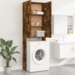 Hot vidaXL Tvättmaskinsskåp 64x25,5x190 cm Rökfärgad ek