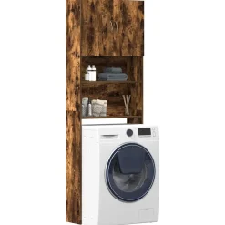 vidaXL Tvättmaskinsskåp rökt ek 64x24x190 cm konstruerat trä
