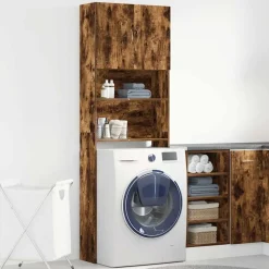 vidaXL Tvättmaskinsskåp rökt ek 64x24x190 cm konstruerat trä