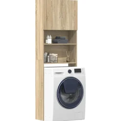 vidaXL Tvättmaskinsskåp sonoma-ek 64x24x190 cm konstruerat trä
