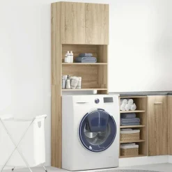 vidaXL Tvättmaskinsskåp sonoma-ek 64x24x190 cm konstruerat trä