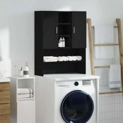 vidaXL Tvättmaskinsskåp svart ek 70,5x25,5x90 cm