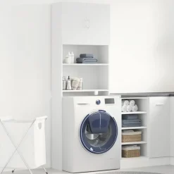 vidaXL Tvättmaskinsskåp vit 64x24x190 cm konstruerat trä