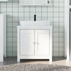 vidaXL Tvättställsskåp BERG vit 60x34x59 cm massiv furu