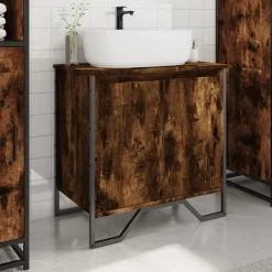 Clearance vidaXL Tvättställsskåp 60x35x60 cm konstruerat trä Rökfärgad ek