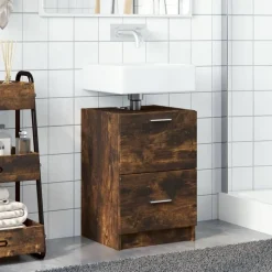 vidaXL Tvättställsskåp rökfärgad ek 40x37x59 cm konstruerat trä