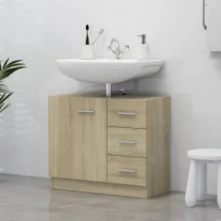vidaXL Tvättställsskåp sonoma-ek 63x30x54 cm konstruerat trä Sonoma ek