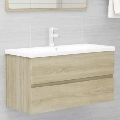 vidaXL Tvättställsskåp sonoma-ek 90x38,5x45 cm konstruerat trä