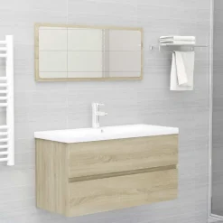 vidaXL Tvättställsskåp sonoma-ek 90x38,5x45 cm konstruerat trä