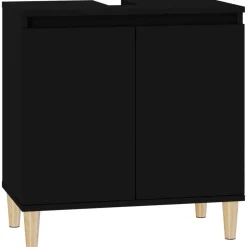 Sale vidaXL Tvättställsskåp 58x33x60 cm konstruerat trä Svart