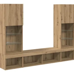 vidaXL TV-väggenheter med LED med led 5 pcs Konstruerat trä artisan ek