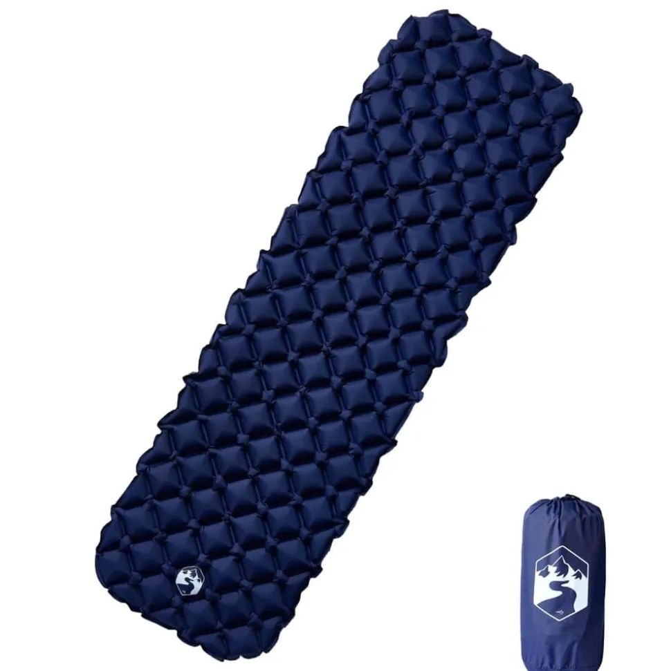 vidaXL Uppblåsbar campingmadrass 1 person marinblå 190x58x6 cm