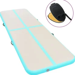 vidaXL Uppblåsbar gymnastikmatta med pump 300x100x10 cm PVC Grön