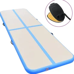 vidaXL Uppblåsbar gymnastikmatta med pump 300x100x10 cm PVC blå