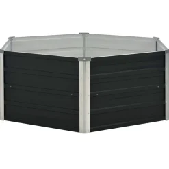 vidaXL Upphöjd odlingslåda antracit 129x129x45 cm galvaniserat stål
