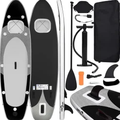 Hot vidaXL Upplåsbar SUP-bräda set 300x76x10 cm Svart