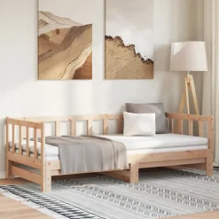 Sale vidaXL Utdragbar dagbädd 2x(80x200) cm massiv furu Naturfärg