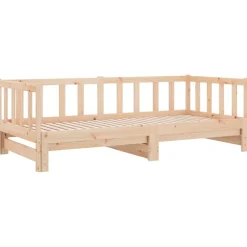 Sale vidaXL Utdragbar dagbädd 2x(80x200) cm massiv furu Naturfärg
