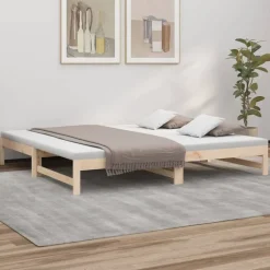 vidaXL Utdragbar dagbädd 2x(90x200) cm massiv furu