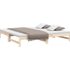 vidaXL Utdragbar dagbädd 2x(90x200) cm massiv furu