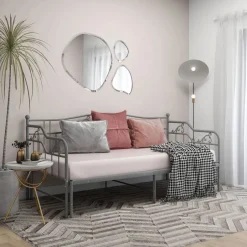 Sale vidaXL Utdragbar sängram bäddsoffa metall 90x200 cm Grå