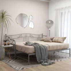Sale vidaXL Utdragbar sängram bäddsoffa metall 90x200 cm Grå