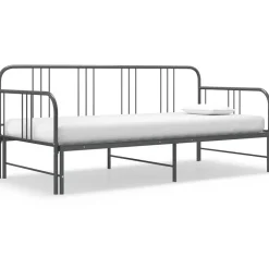 vidaXL Utdragbar sängram bäddsoffa grå metall 90x200 cm