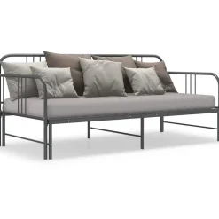 vidaXL Utdragbar sängram bäddsoffa grå metall 90x200 cm