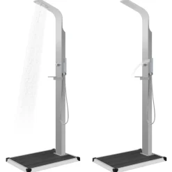 New vidaXL Utedusch med golv WPC rostfritt stål Grå