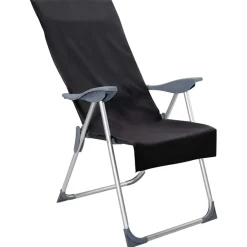 New vidaXL Utomhus Stols Handdukar 2 pcs 130 x 60 cm Svart