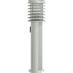 vidaXL Utomhusgolvlampa med eluttag silver 60 cm rostfritt stål