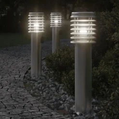 vidaXL Utomhusgolvlampa med eluttag silver 60 cm rostfritt stål