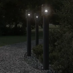 Hot vidaXL Utomhusgolvlampa med eluttag 110 cm rostfritt stål Svart